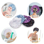 Shower Caps for Women, Double Layers Shower Cap Reusable Waterproof, Bathing - Image 6