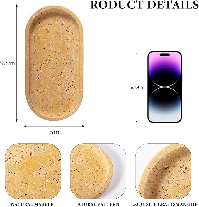 Koville Natural Travertine Tray - Image 2