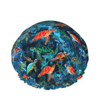 Sea Turtle Shower Cap For Women Adjustable Double Waterproof Layers Bathing by Wizfuyq