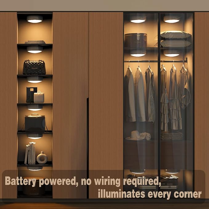 ILYXY Puck Lights with Remote, 6 Pack LED Under Cabinet Lighting Dimmable Push - Image 4