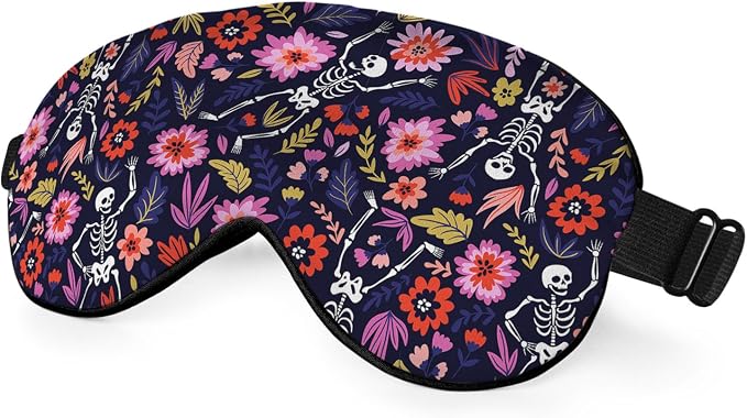 Dancing Skeletons Eye Mask Sleeping Mask Garden Flower Leaves Dead Halloween by Unknown