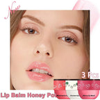 3 PCS Bee Lip Balm Lip Mask Honey Pot, Watermelon & Cherry & Coconut Lip Mask - Image 6