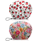 2 PCS Shower Cap Waterproof Double Layer Elastic Adjustable Reusable Hair Bath by BHAHB