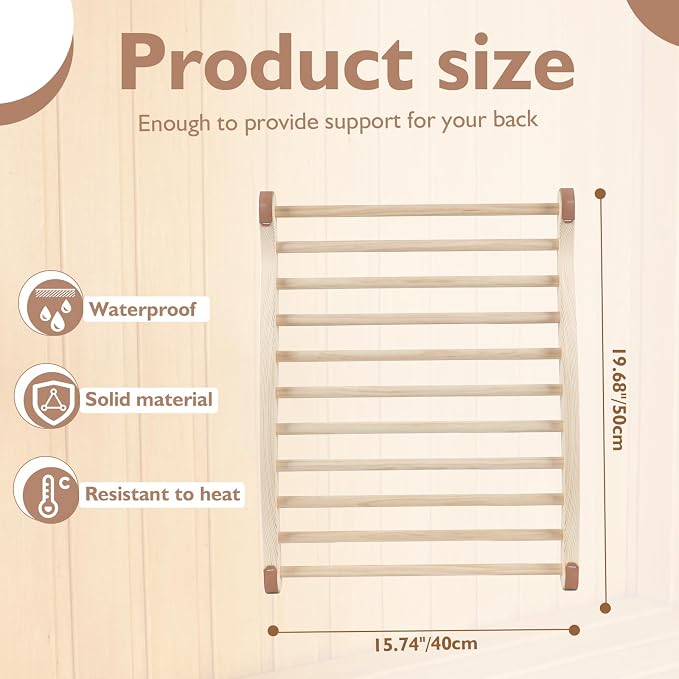 Sauna Backrest Sauna Accessories Wooden Slip-Resistant Non-Toxic Comfortable - Image 5