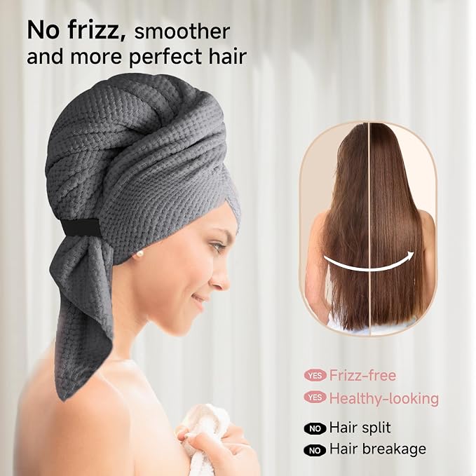 Microfiber Hair Towel Wrap for Women, Quick-Dry Turban, Ultra Absorbent & - Image 5