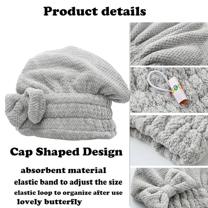 M-bestl Microfiber Hair Towel, Hair Towel Cap, Absorbent Hair Turban Towel - Image 4