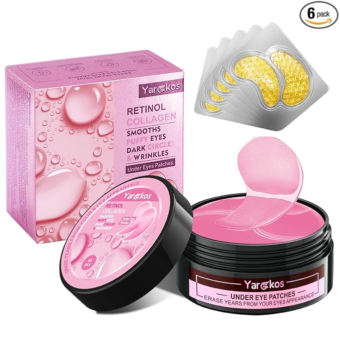 Pink Eye Mask 60Pcs, 5 Portable 24K Gold Collagen Under Eye Patches, 30 Pairs by ExperiencethemagicofYargkosandembarkonajourneyofbeautyandconnection
