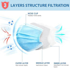 LEMENT 125 Pcs Blue Disposable Face Masks, 3 Ply Face Mask Elastic Earloops - Image 2