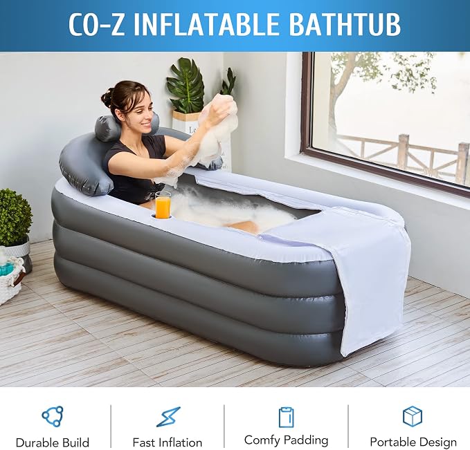 CO-Z Inflatable Bathtub With Electric Air Pump, Portable Tub With Blow Up Bath - Image 5