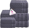 CASA COPENHAGEN Bella 6 Pieces Towel Set- Pinstripe Grey, 600 GSM 2 Bath Towel by CASACOPENHAGEN