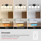 FonmYim Black Bathroom Light Fixtures, 4-Light Modern Vanity Light Over Mirror - Image 4