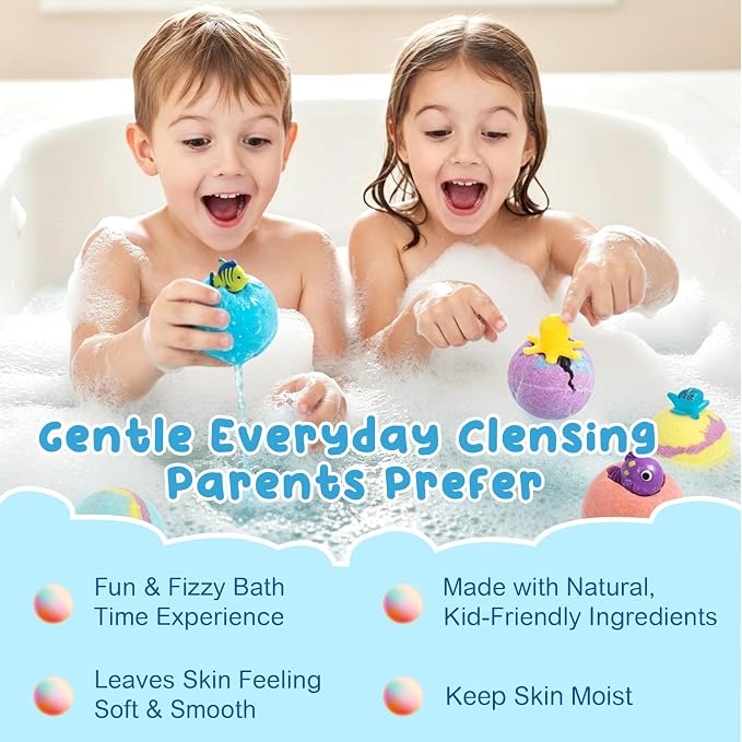 12 PCS Natural Bath Bombs with Toys Inside, Upgrade Fizzy Bubble Bath Gift Set - Image 6