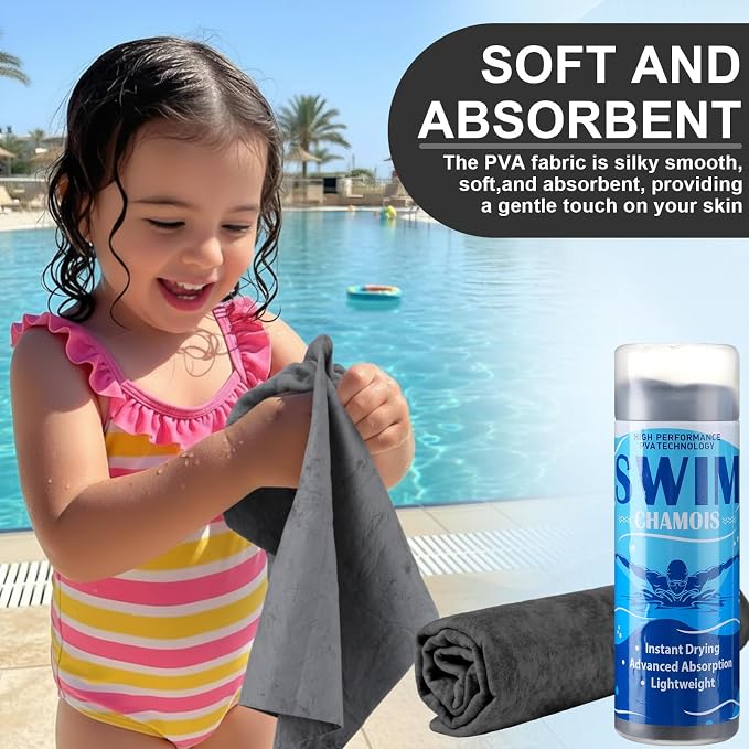 SmoothNovelty 2 Pack Swim Chamois Towel Water Absorbent Quick Dry Towel Shammy - Image 4