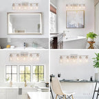 5 Light Bathroom Light Fixtures Brushed Nickel Vanity Light Over Mirror Modern - Image 5