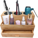 Harzen Brothers Hair Tool Organizer- Bamboo, Blow Dryer Holder, Bathroom by HarzenBrothers
