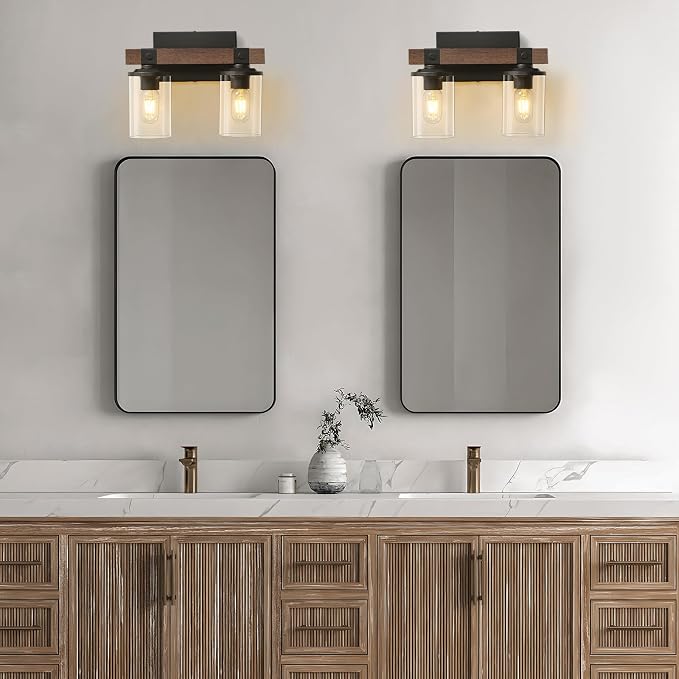 GoYeel Farmhouse Vanity Lights for Bathroom, Wooden Rustic Vanity Lighting - Image 2