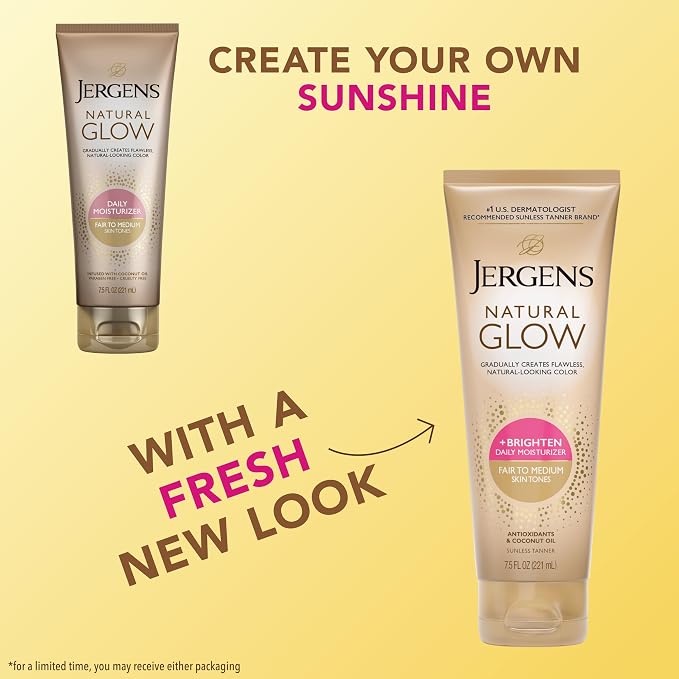 Jergens Natural Glow Self Tanner Body Lotion, Sunless Tanning, Fair to Medium - Image 2