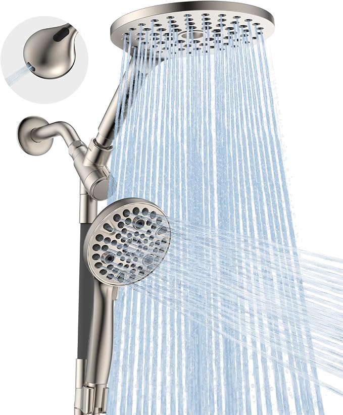 Dual Handheld Shower Head Combo, 2-in-1 Rain Shower Heads System 8 Inch by MakeFit