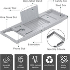 Foldable Bathtub Caddy Tray for Tub, Bamboo Expandable Bath Table Trays - Image 5