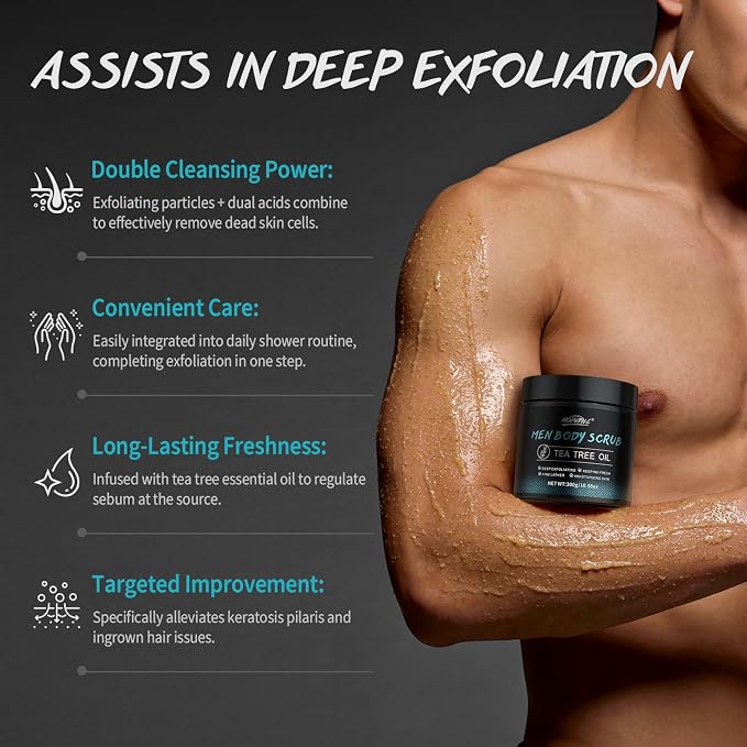 Men Body Scrub with Tea Tree Oil Exfoliating Body Scrub - Image 3