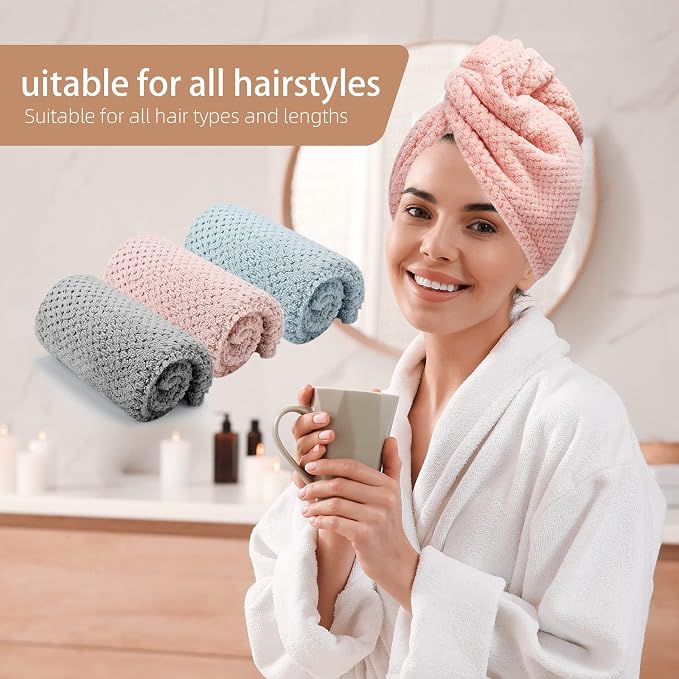 CZZXI 3 PCS Microfiber Hair Towel, Hair Wraps - Image 6