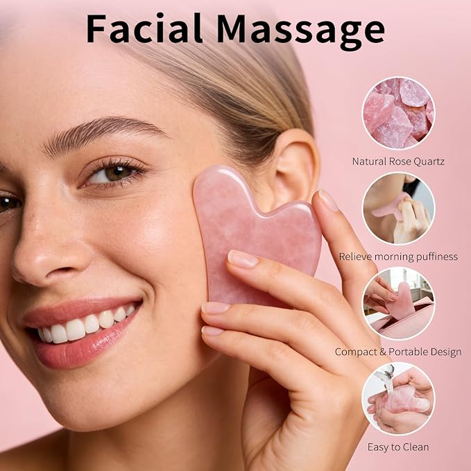 huefull Rose Quartz Gua Sha Tool - Image 3