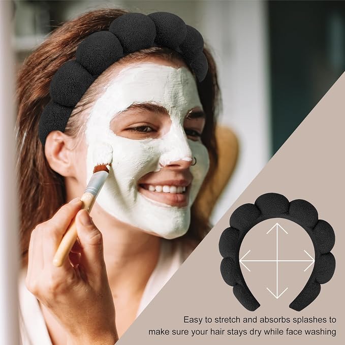 6Pcs Spa Headband and Wristband set, Terry Cloth Skincare Makeup Headbands - Image 3