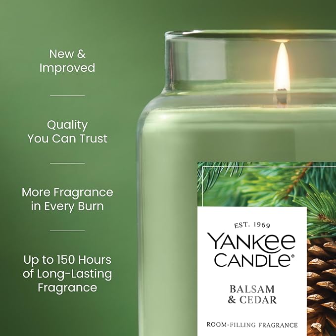 Yankee Candle Balsam & Cedar, Scented Candle, 22oz Large Jar - Image 3