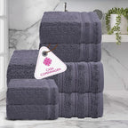 CASA COPENHAGEN Bella 6 Pieces Towel Set- Pinstripe Grey, 600 GSM 2 Bath Towel - Image 2