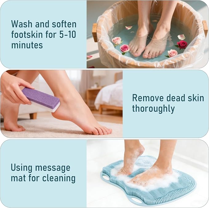Foot Scrubber Mat Large Feet Scrubber in Shower + Pumice Stone 2 Pack - Image 6