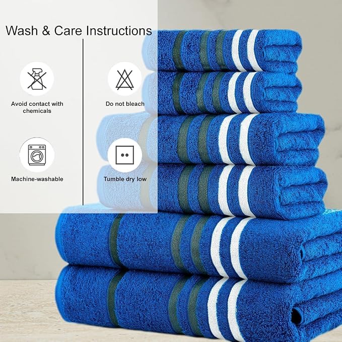 CASA COPENHAGEN Exotic 6Pcs 100% Egyptian Cotton Designer Towels Gift Set- - Image 4