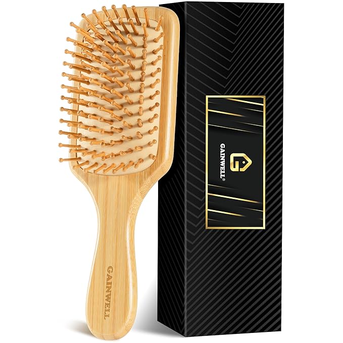 GAINWELL Bamboo Hair Brush for Hair Growth, Natural Bamboo Bristles Detangling by GAINWELL