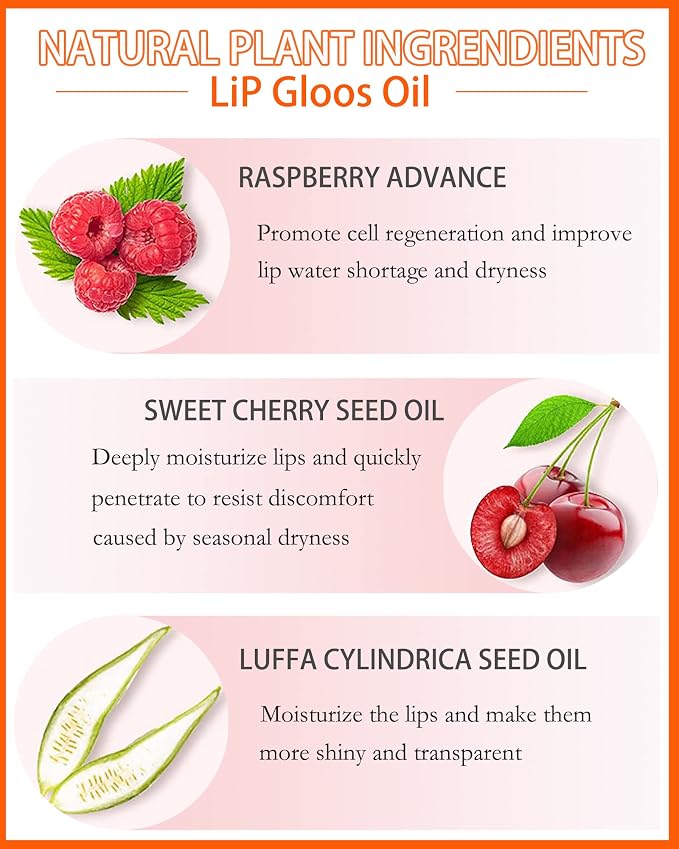 Hydrating Plumping Lip Glow Oil, Tinted Lip Gloss Lip Stain, Glow Reviver Lip - Image 2
