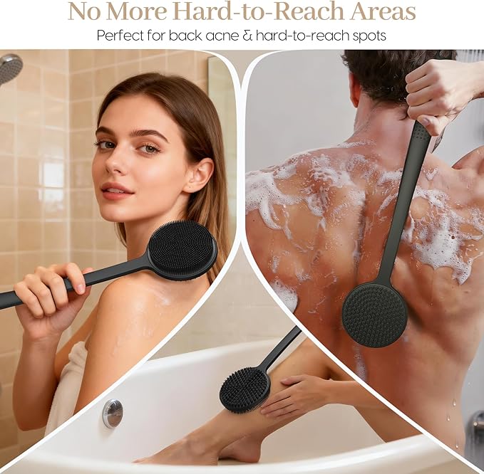 Back Scrubber for Shower & Face Scrubber, Soft Body & Facial Cleansing Scrubber - Image 4