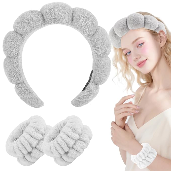 Zkptops Spa Headband for Washing Face Wristband Set Sponge Makeup Skincare - Image 8
