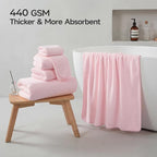 REDKISS 6 Piece Pink Towel Set, Extra Large Microfiber Bathroom Towels Set - Image 2