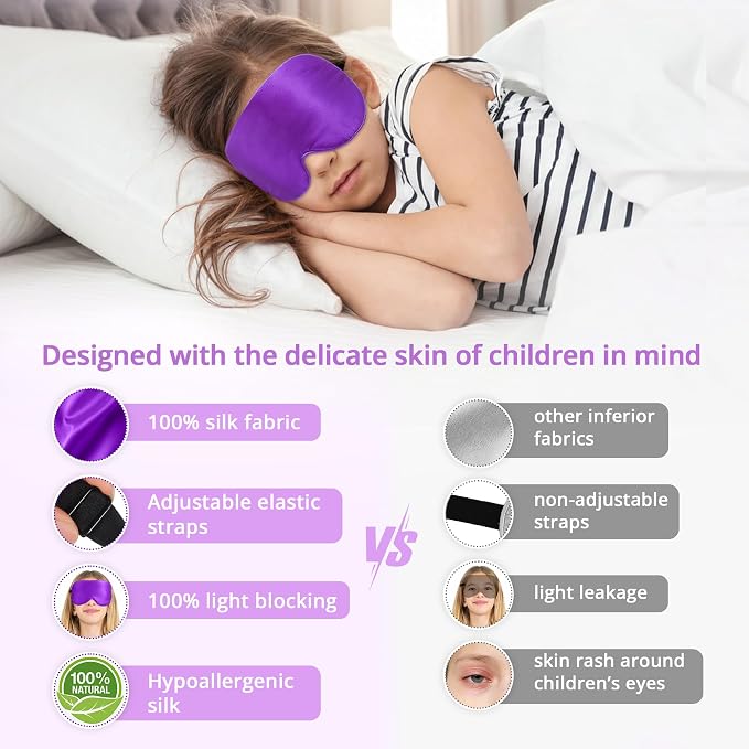 Kids Sleep Mask Eye Cover, 100% Real Natural Pure Silk Eye Mask - Image 4