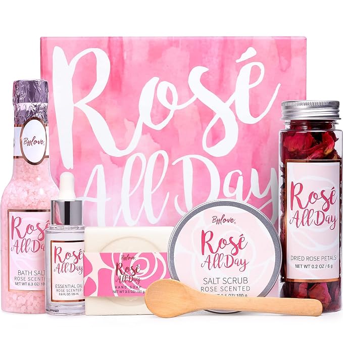 BFF LOVE 6 Pcs Rose Spa Set for Women, Spa Gifts for Women, Gift Set for Her by BFFLOVE