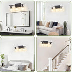 3-Light Bathroom Light Fixtures Matte Black Vanity Light Over Mirror Modern - Image 8