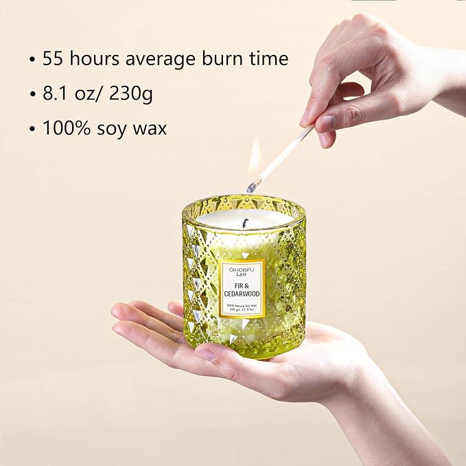 Chloefu LAN Fir & Cedarwood Scented Holiday Candle Christmas Gift, Festival - Image 2
