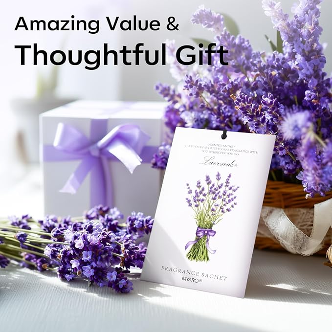 MYARO 12 Pack Lavender Scented Sachets | Odor Eliminator & Air Freshener - Image 5