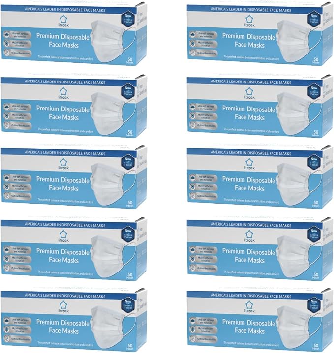 Litepak 500pcs Premium Disposable Face Mask SOFT 3ply Nose Wire - Image 2