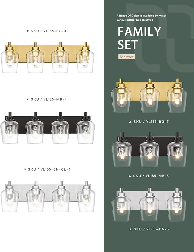 Bathroom Light Fixtures, 4-Light Modern Vanity Light - Image 6
