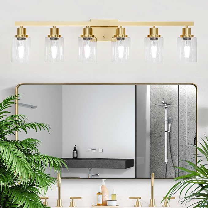 6 Light Gold Bathroom Vanity Light, Bathroom Light Fixtures - Image 2