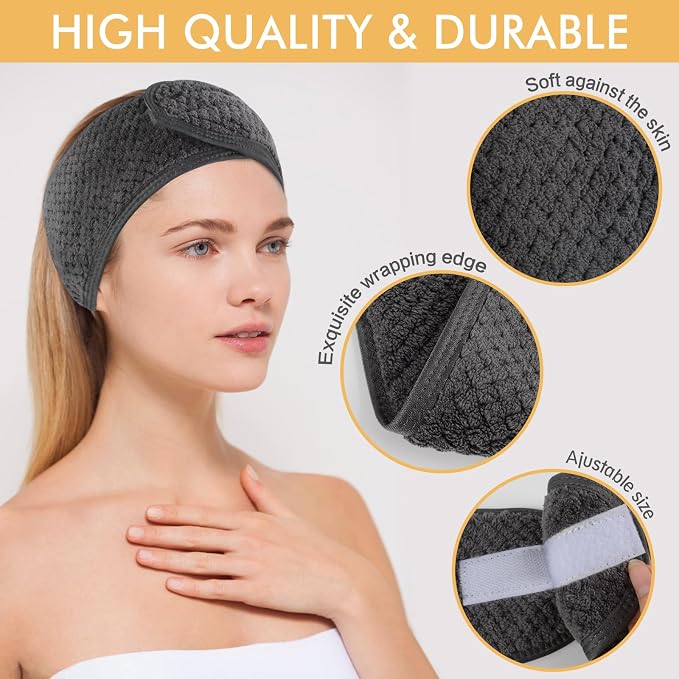 SINLAND Spa Headband for Women Ultra Soft Adjustable Makeup Hair Band - Image 3