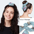 Scrub Caps Women Ponytail Cute Pink and White Leaves Caps Bouffant Working Hat - Image 5