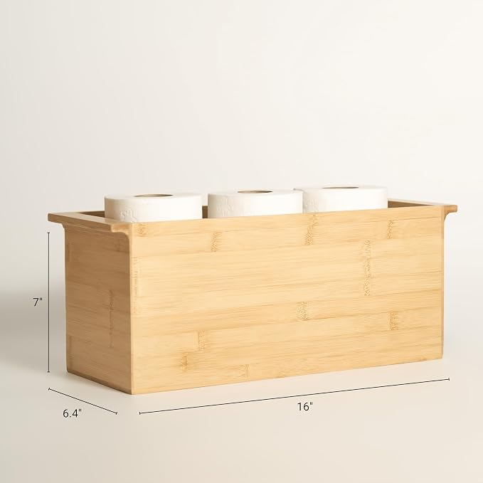 Bamboo Toilet Paper Holder & Bathroom Organizer by Alder Row, Freestanding - Image 2