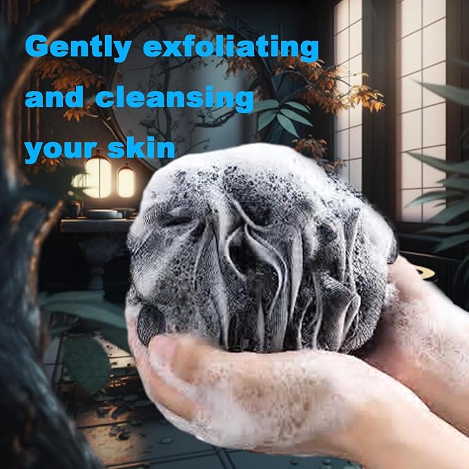 Black Bath Shower Loofah Exfoliating Body Back Scrubber Sponge - Image 4