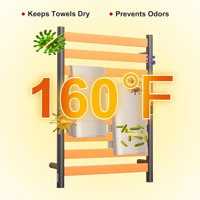 Heated Wall Mounted Electric Towel Warmer Rack, Timer & Temperature Control - Image 3