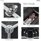 FRENESSA Makeup Train Case Cosmetic Box Portable Makeup Case Organizer 4 Trays - Image 3